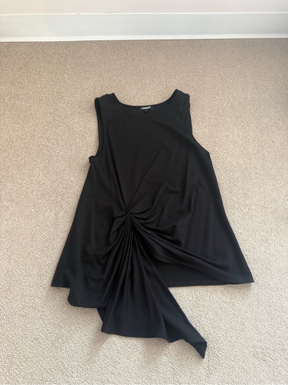 Express Black Asymmetrical Twist-Detail Sleeveless Top